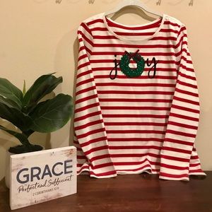 Talbots Christmas Shirt “Joy” size LP
